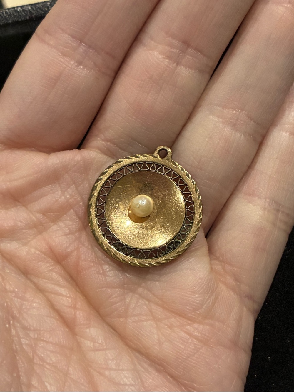 Antique Victorian Gold Filled Pearl Watch Fob charm Pendant